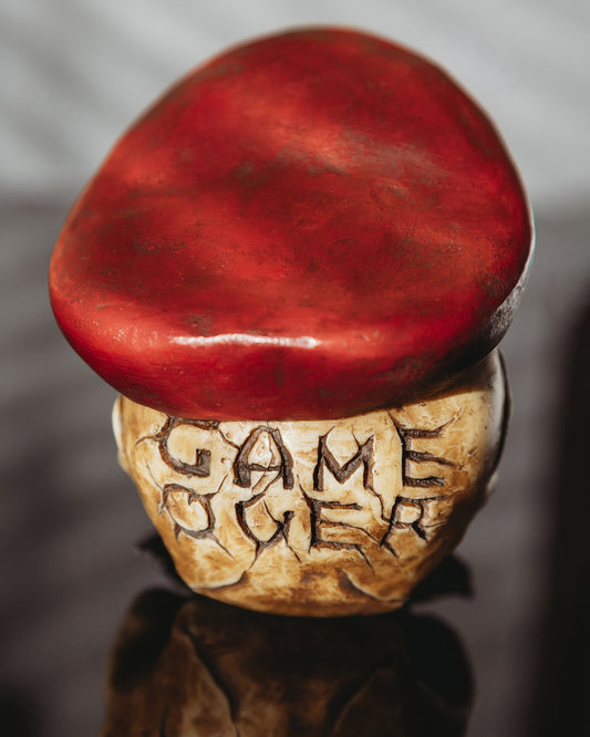 super mario skull, fan art, resin art, apes art, nintendo, mario bros, handmade