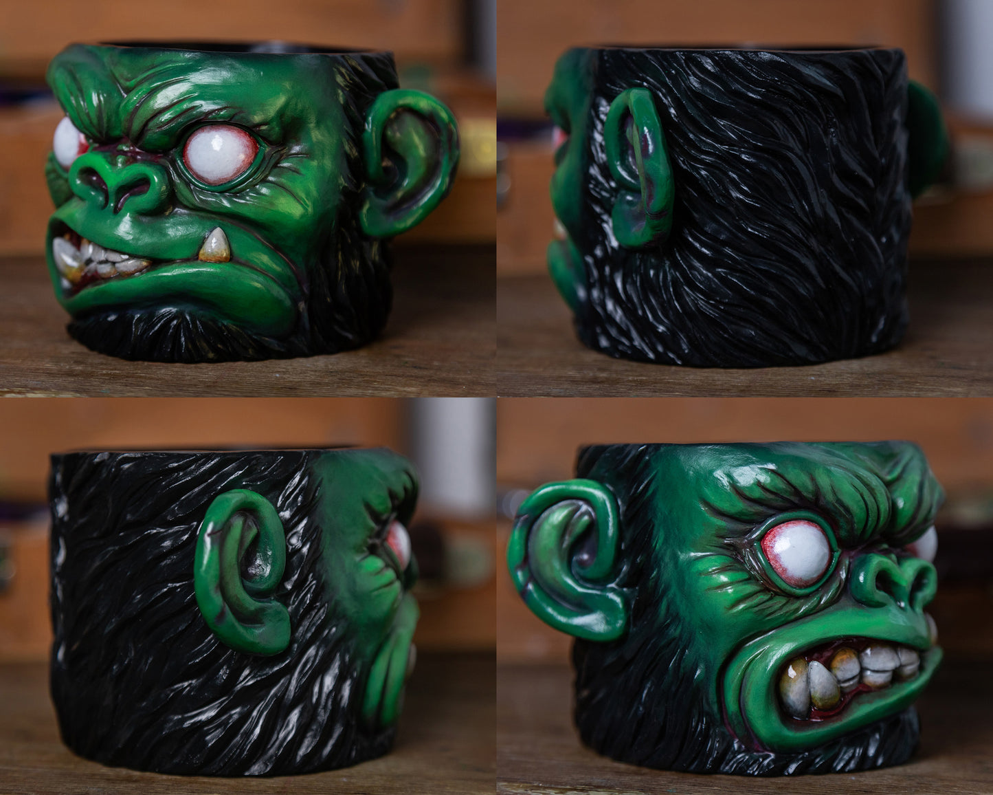 Apes Art, resin art, monkey, monkey pot, handmade, monkey planter, comics gift, boyfriend gift, birthday gift, handcraft, Christmas gift, gift for husband, zombie, zombie planter, zombie monkey, zombie pot, zombie gift, halloween