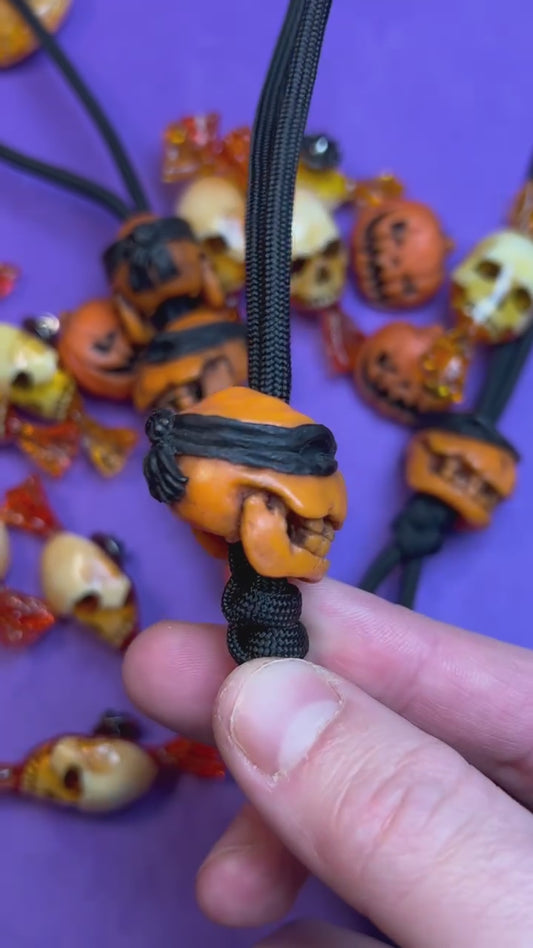 Pumpkin turtle skull beads