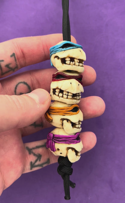 Set of 4 brothers skull beads
