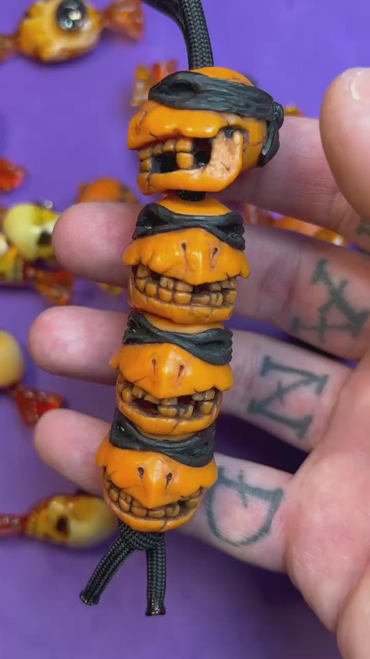 Set of 4 brothers pumpkin skull beads