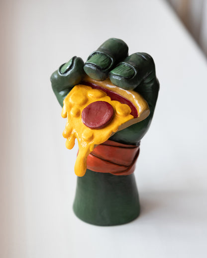Apes Art, resin art, handmade, teenage mutant ninja turtles, tmnt, Mikey, michelangelo, pizza, figure, pizza lover, comics gift, boyfriend gift, birthday gift, handcraft, Christmas gift, gift for husband