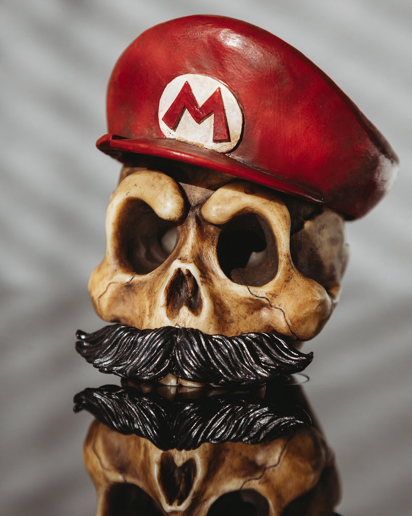 super mario skull, fan art, resin art, apes art, nintendo, mario bros, handmade