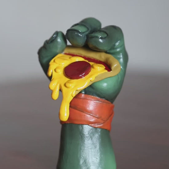 Apes Art, resin art, handmade, teenage mutant ninja turtles, tmnt, Mikey, michelangelo, pizza, figure, pizza lover, comics gift, boyfriend gift, birthday gift, handcraft, Christmas gift, gift for husband
