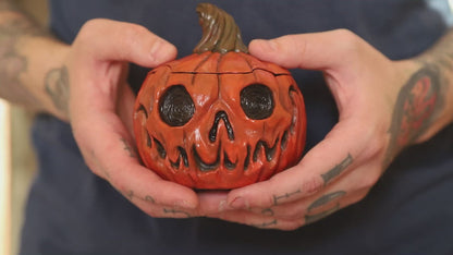 Apes Art, resin art, handmade, boyfriend gift, birthday gift, handcraft, Christmas gift, gift for husband, stash jar, resin jar, girlfriend gift, halloween, autumn, fall, pumpkin, resin pumpkin jar, two faced pumpkin head